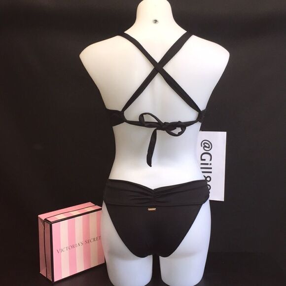 🔥Victoria Secret Swimsuit bikini set black 38C/Small New - Picture 7 of 13
